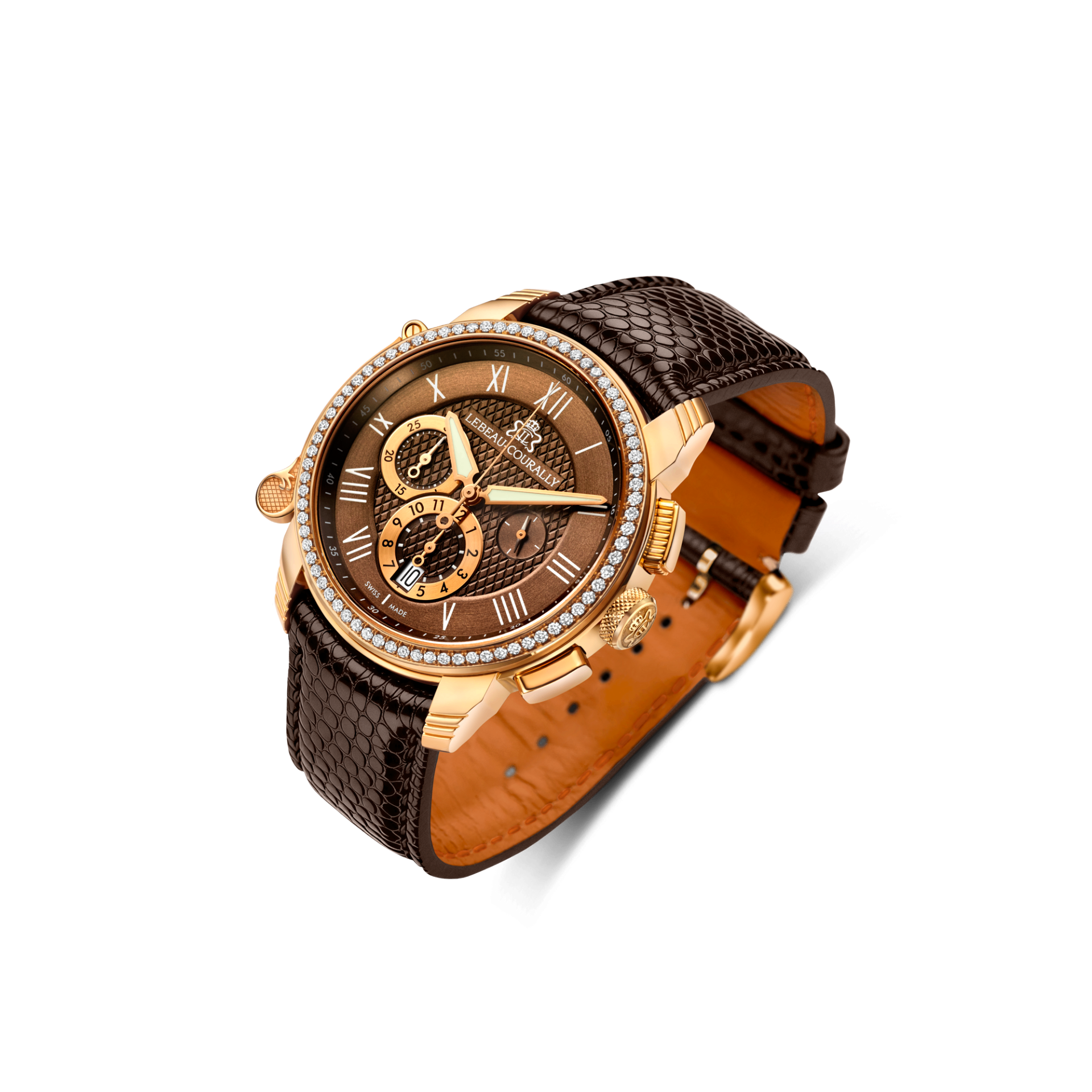 Lebeau Courally L'Archiduc Rosé goud bezel diamant — luxe horloge