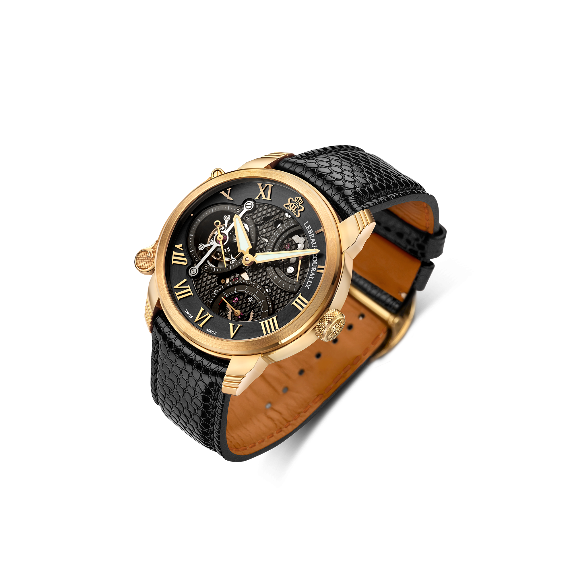 Lebeau Courally Le Tourbillon Rosé goud antraciet dial — luxe horloge