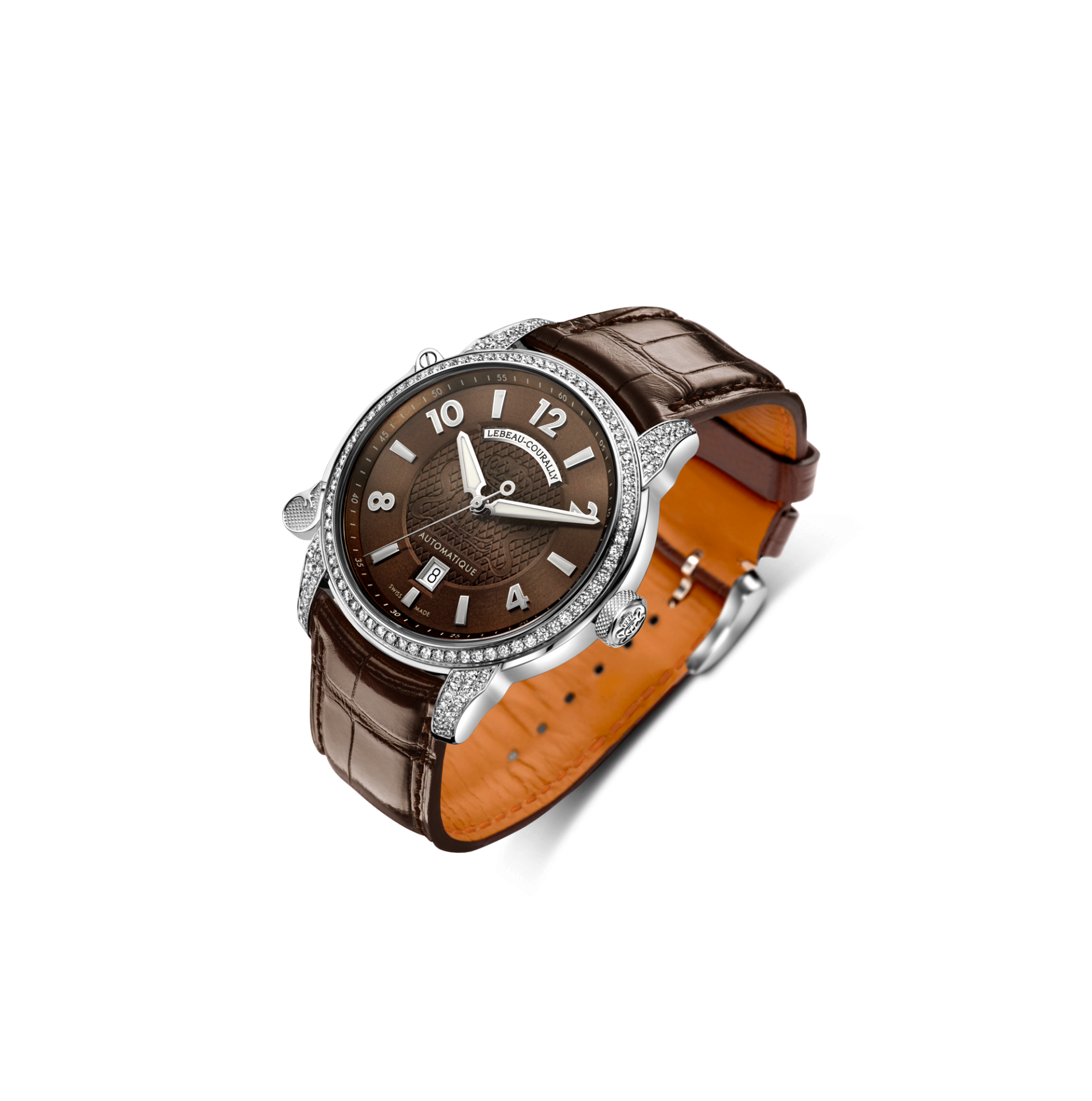 Lebeau Courally Le Dauphin 38 mm Bezel & lug diamant — luxe horloge