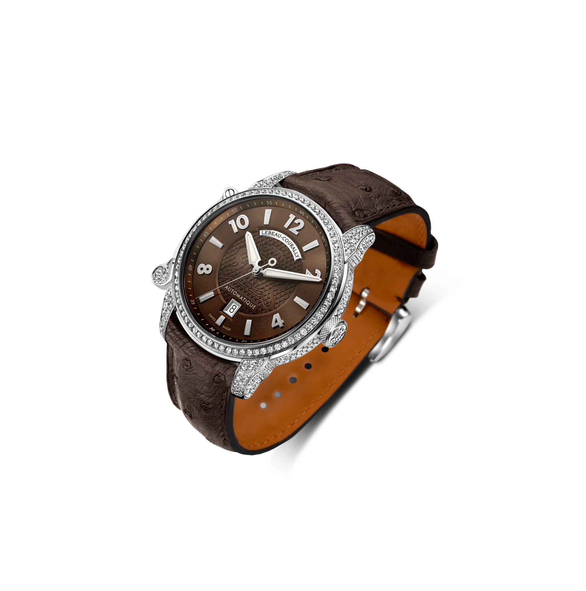 Lebeau Courally Le Dauphin 38 mm Volledige kast diamant — luxe horloge
