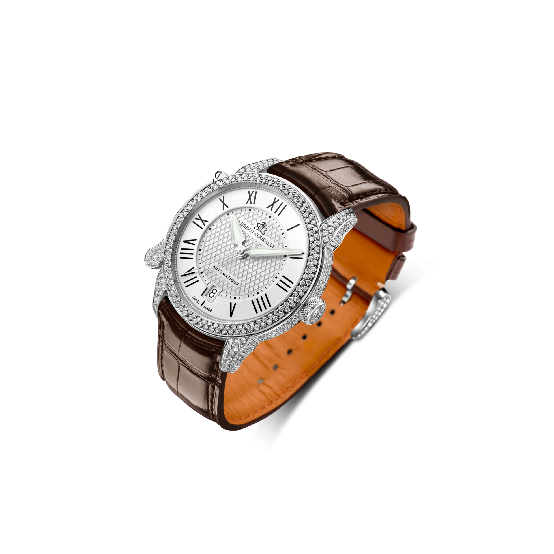 Lebeau Courally Le Marquis 38 mm Wit goud volledige kast diamant — luxe horloge