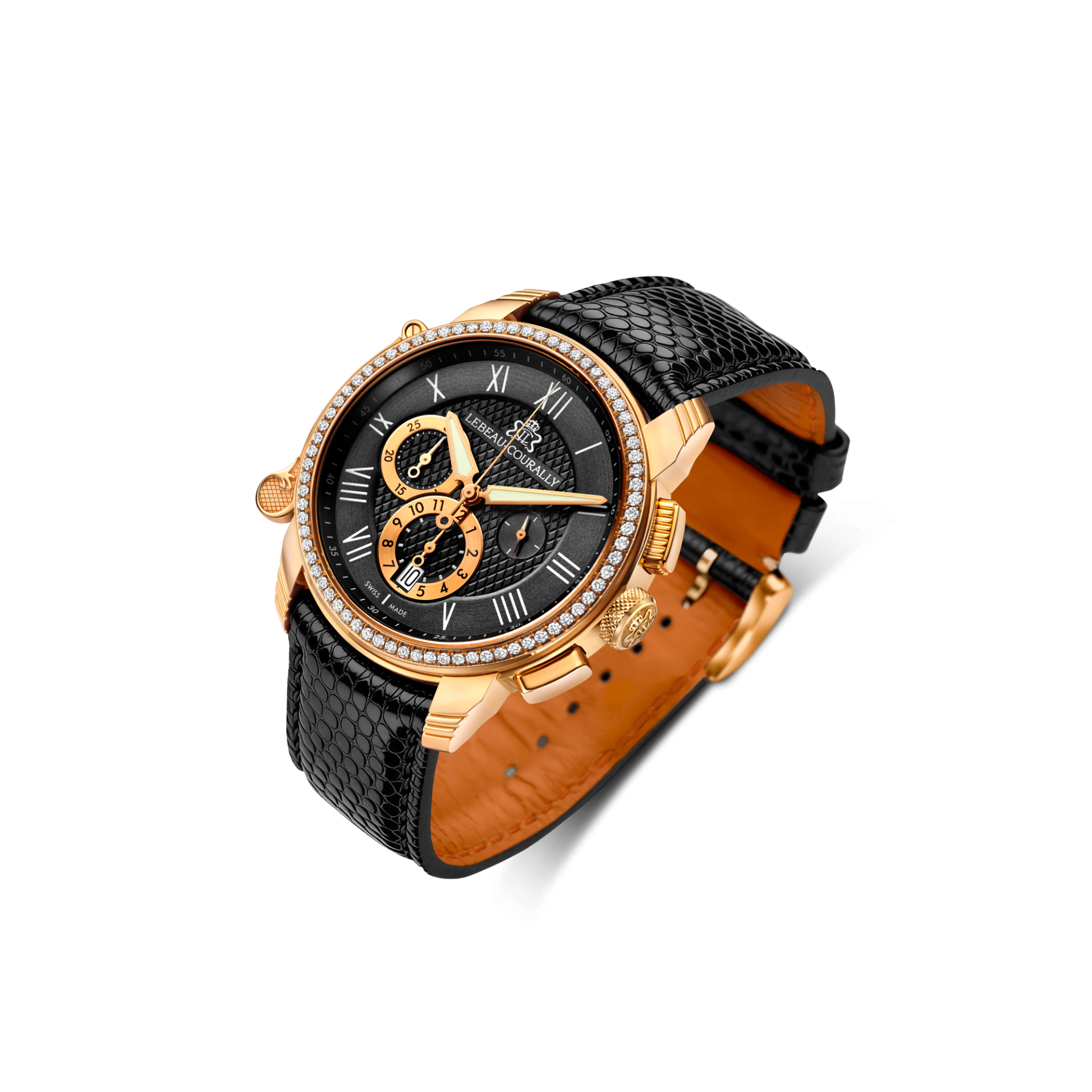 Lebeau Courally L'Archiduc Rosé goud bezel diamant — luxe horloge