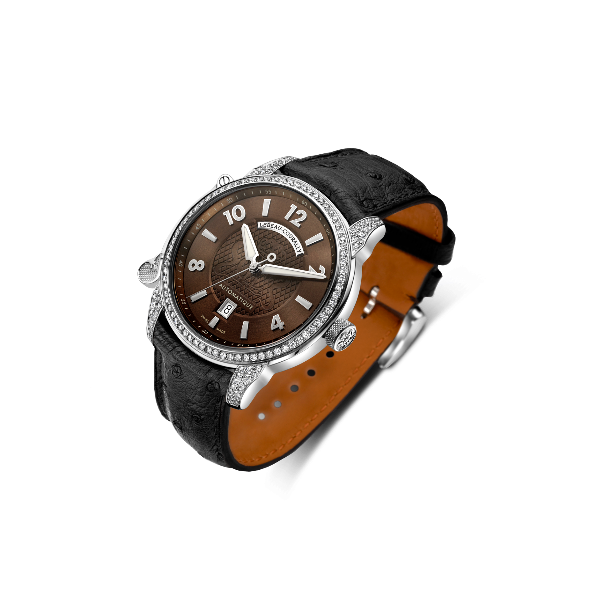 Lebeau Courally Le Dauphin 43 mm Bezel & lug diamant — luxe horloge