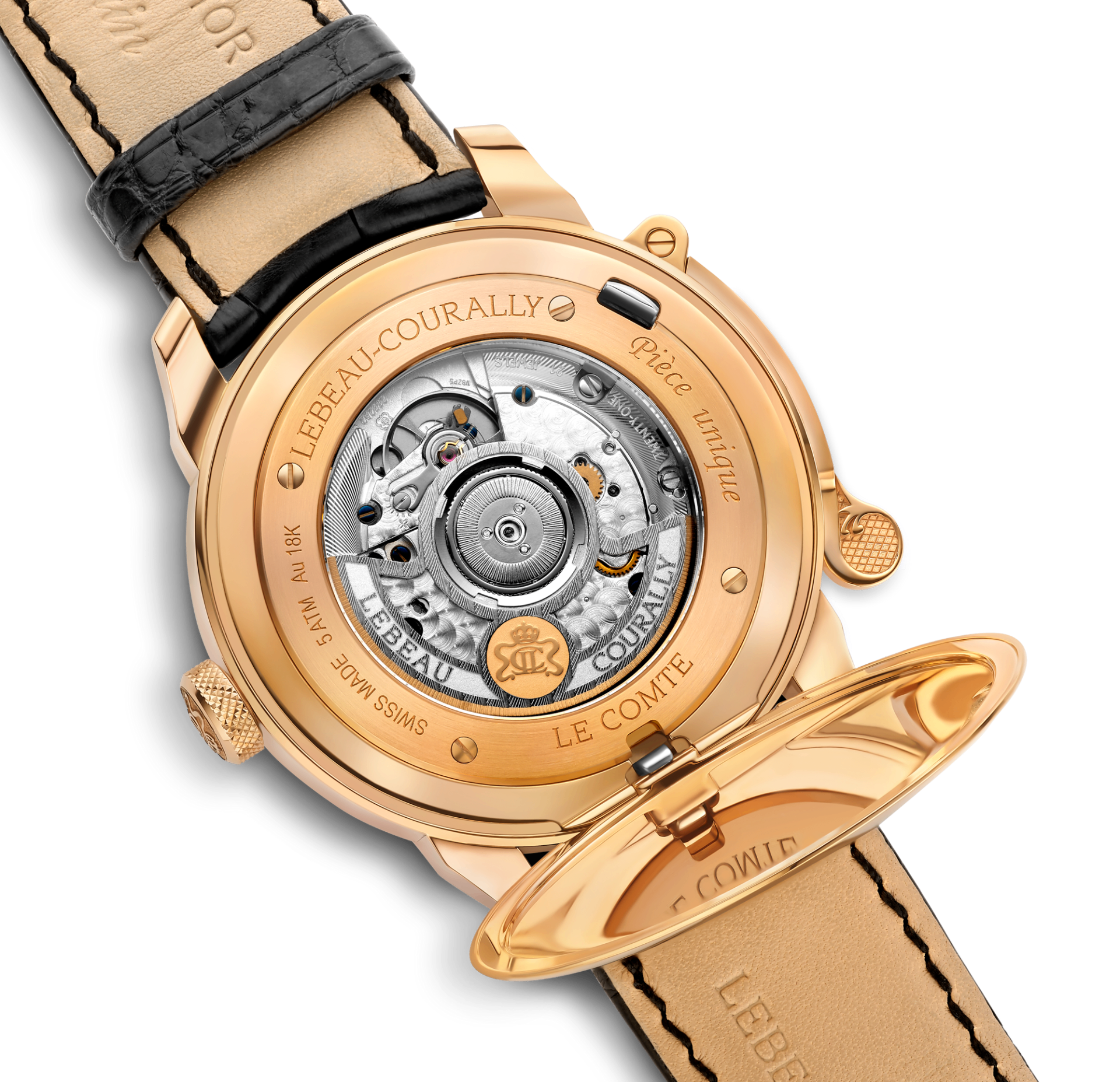 Lebeau Courally Le Comte Rosé goud silver dial — luxe horloge